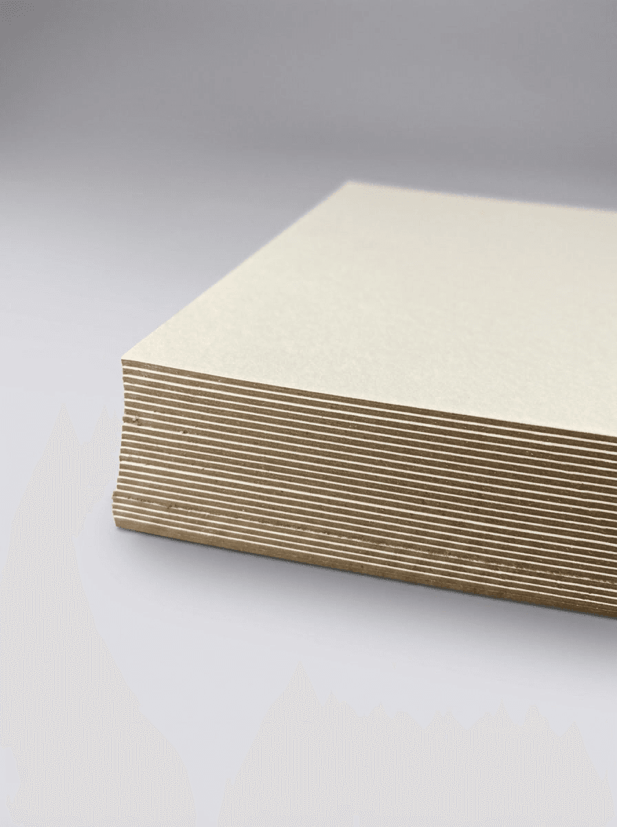 Two-side offset paper laminated greyboard C2S with white surfaces and grey core