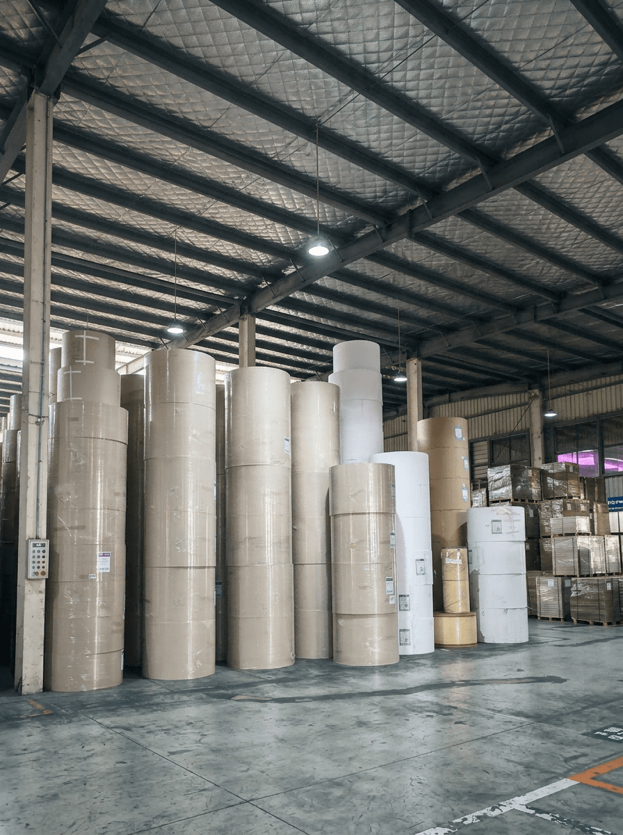 High gloss laminated paperboard roll for converting