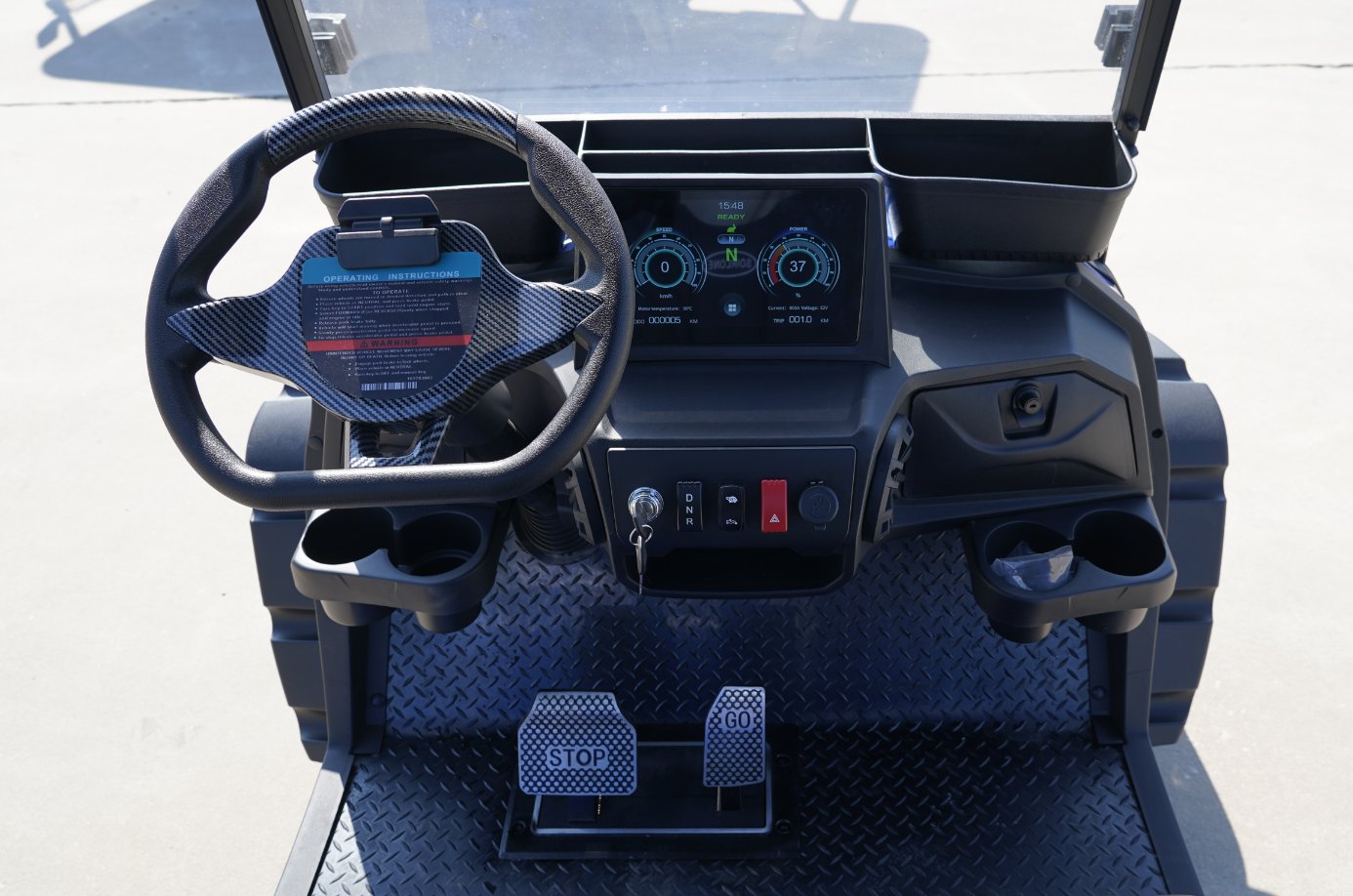 Modern 2-seater golf cart suitable for resort transport
