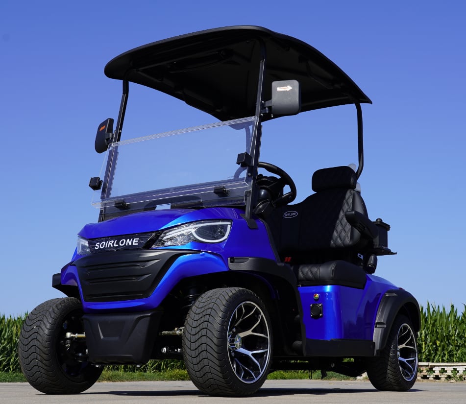 New 2-seater white electric golf cart with modern design