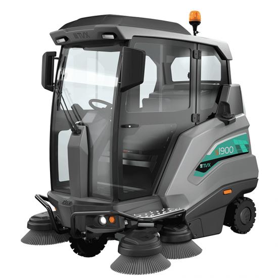 Ride-on floor sweeper machine TS1900 cleaning outdoor industrial area
