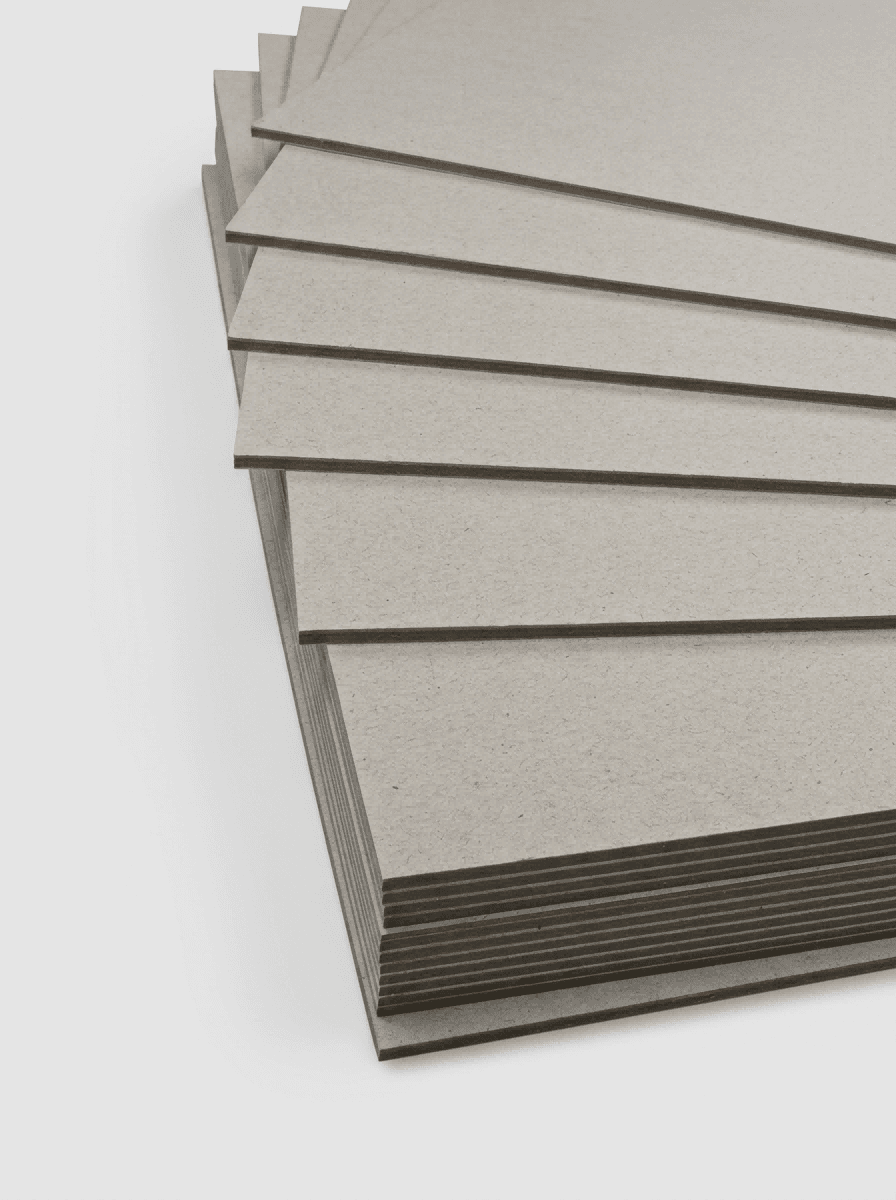 Rigid high gloss laminated cardboard edge showing thickness