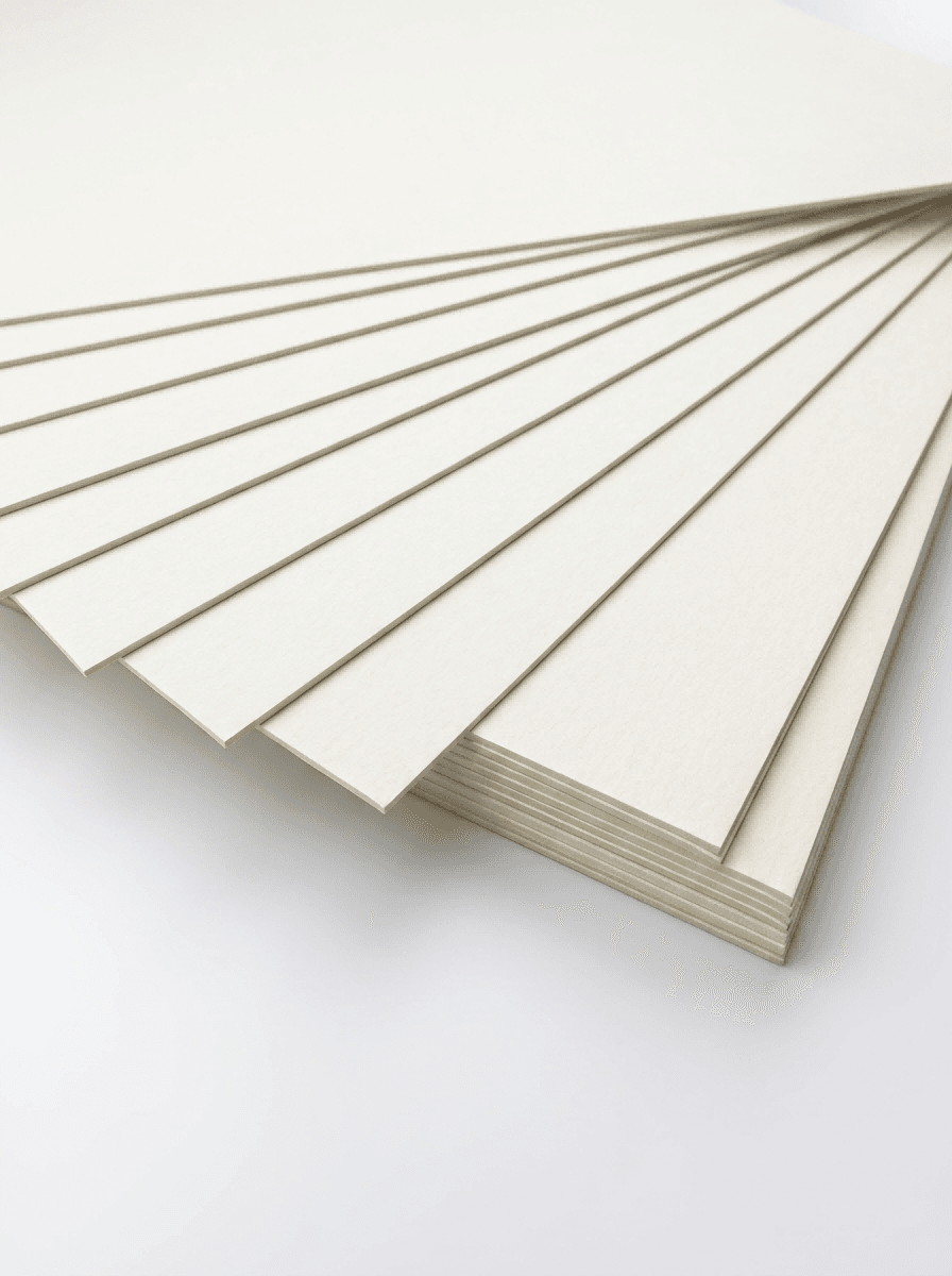 Virgin pulp SBS paperboard close-up showing coated white surface and excellent printability