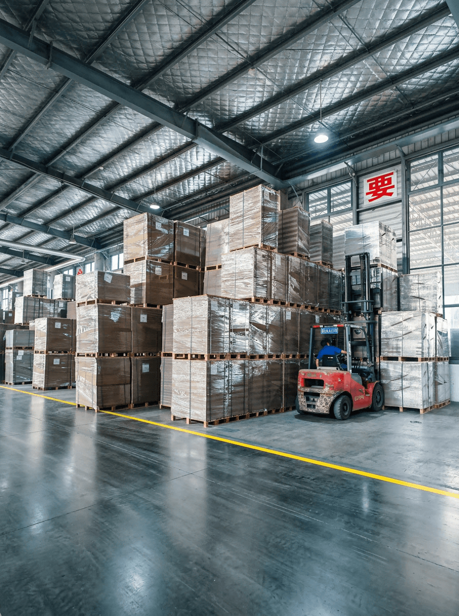 Warehouse storing paperboard products