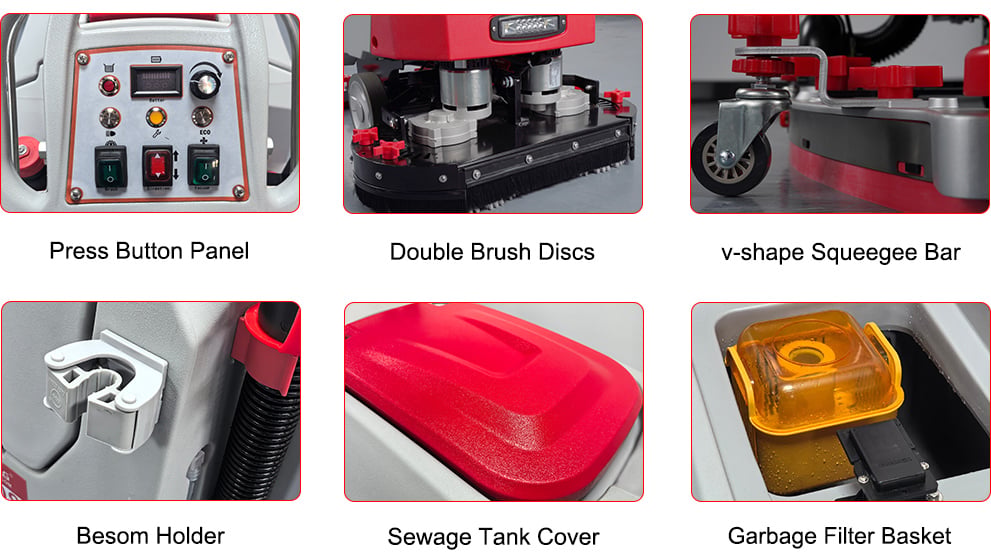 X660S floor scrubber brush and squeegee detail